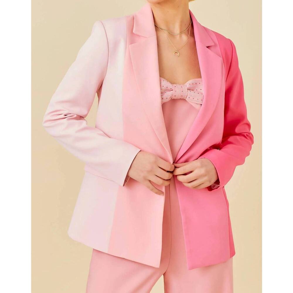 NEW MAIN STRIP color block blazer in pink